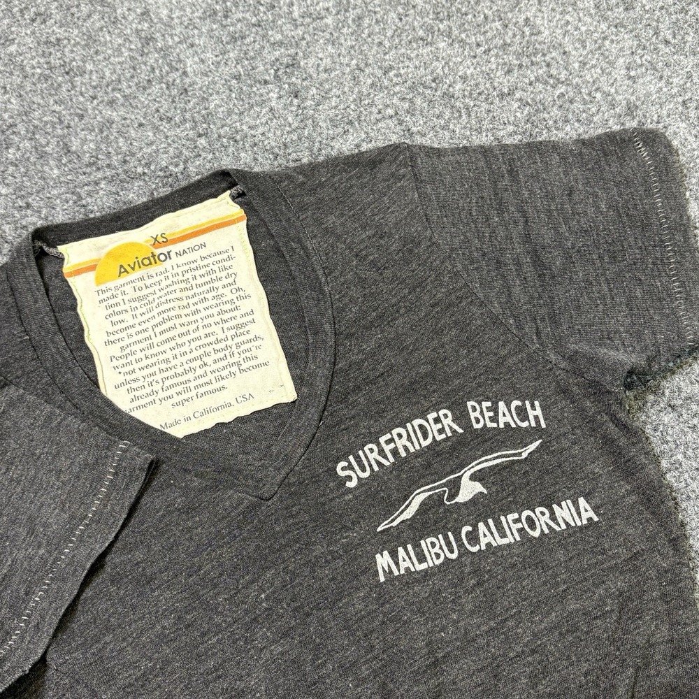 Aviator Nation Surfrider Beach T-Shirt Womens XS Gray Malibu California Beach